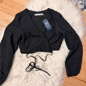 Abercrombie & Fitch Black Wrap Crop Top